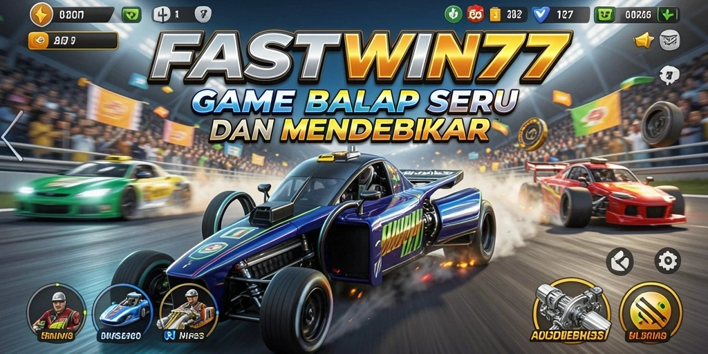 Tampilan gameplay balapan yang intens dari FASTWIN77.