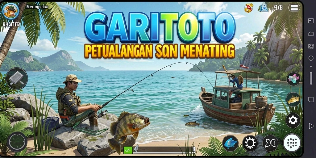 Screenshot gameplay GARITOTO menampilkan aksi memancing yang seru.