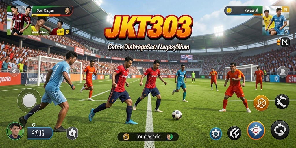 Tampilan gameplay JKT303 dengan aksi olahraga mendebarkan.