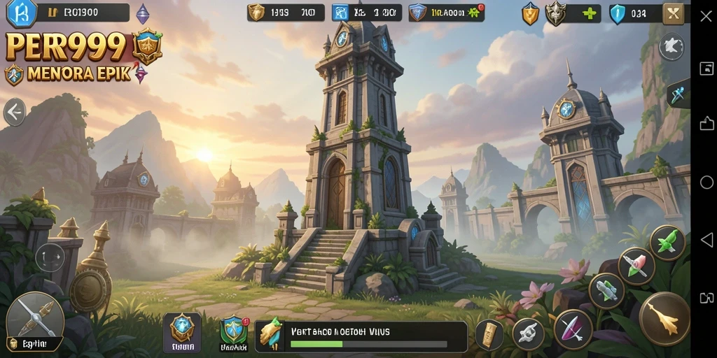 Tampilan menarik gameplay Tower Defense di RR999.