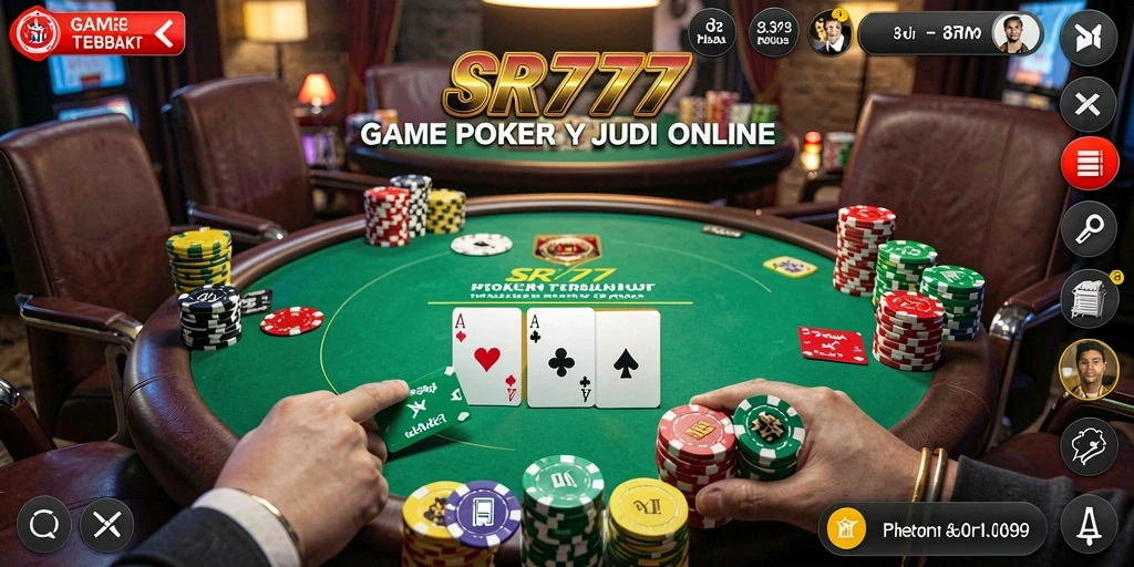 Tampilan gameplay Poker yang mendebarkan di SR777.