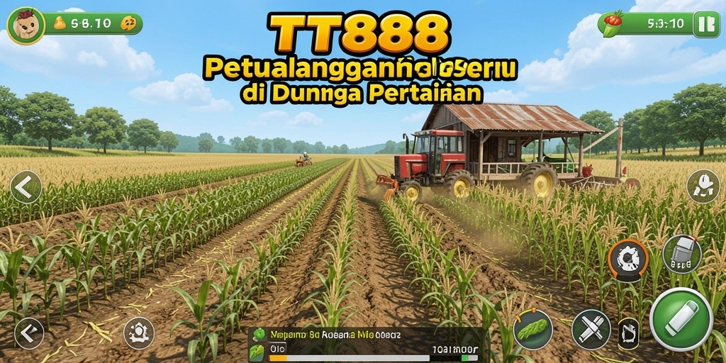 Screenshot gameplay TTT888 menampilkan ladang yang subur dan aktifitas bercocok tanam.